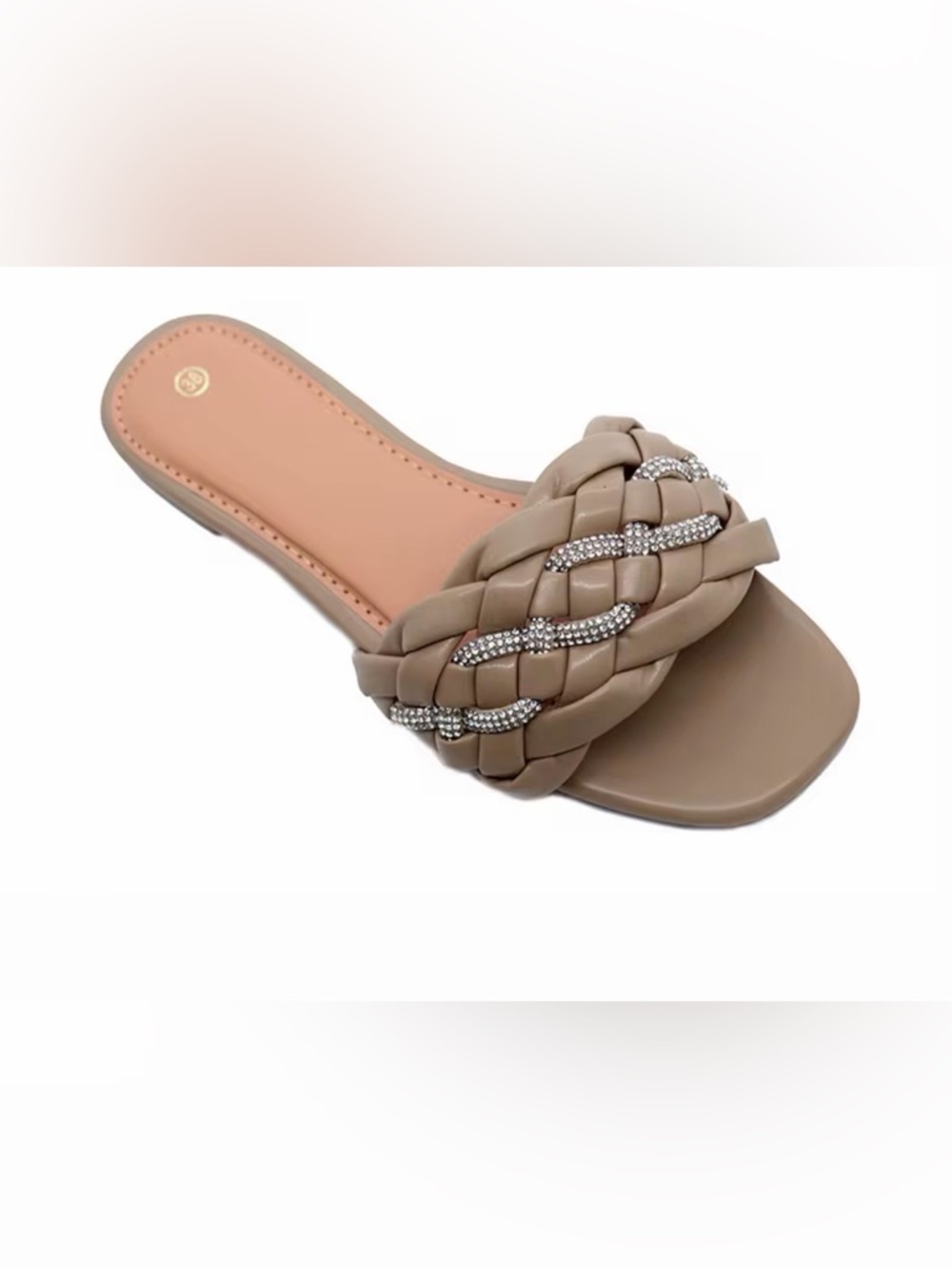 Boutique 9 Braided Rhinestone Slide Sandals - Dusty Pink